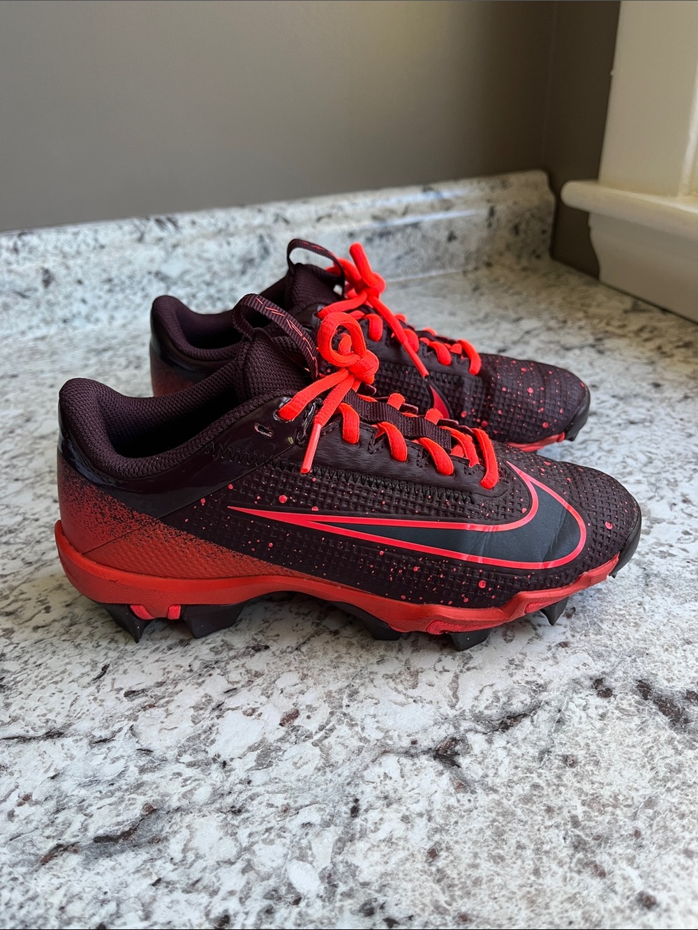 Nike Kids Burgundy and Bright Red Football Cleats